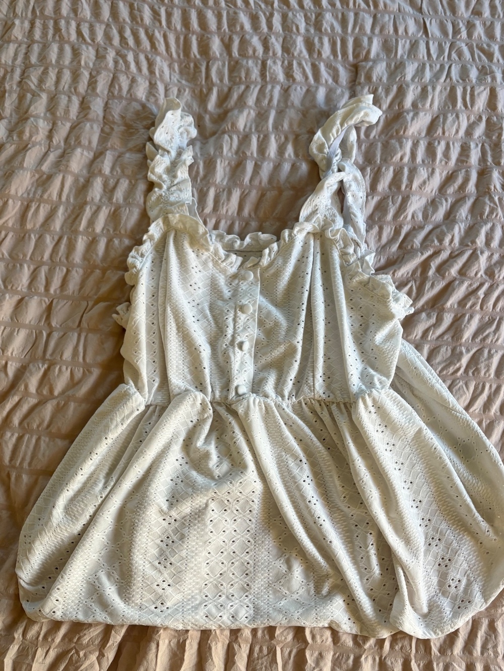 SHEIN Curve White Eyelet Ruffle Strap Camisole Top Size XXL